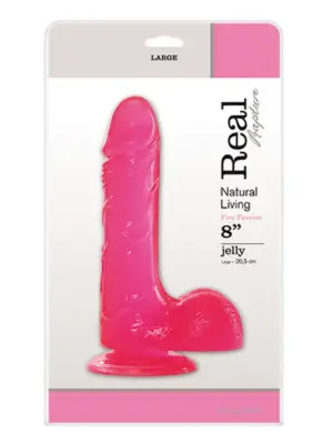 Dildo-JELLY DILDO REAL RAPTURE PINK 8"
