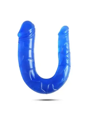 Dildo Podwójne Żołędzie Silikonowe 15 cm x 3,5 cm niebieskie