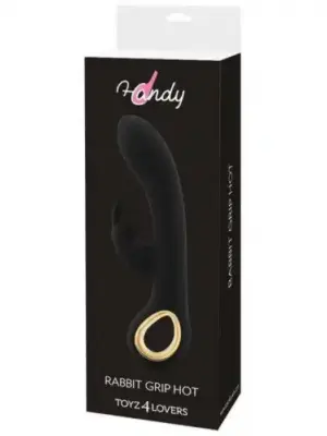 Wibrator-VIBRATORE RABBIT RISCALDANTE HANDY RABBIT GRIP HOT BLACK