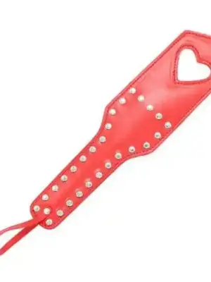 Pejcz-Paletta Heart Paddle Skórzany czerwony