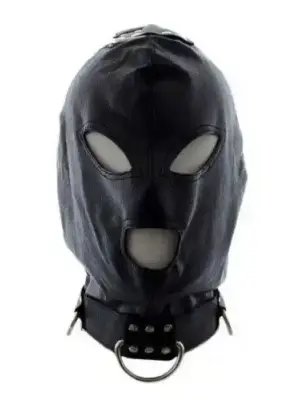 Maska-Bondage Hook Mask+Collar BLACK