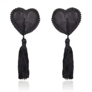 Bielizna-Heart Nipples Tassels BLACK