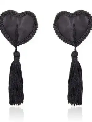 Bielizna-Heart Nipples Tassels BLACK