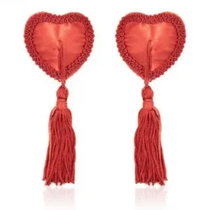 Bielizna-Heart Nipples Tassels RED