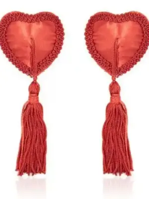 Bielizna-Heart Nipples Tassels RED