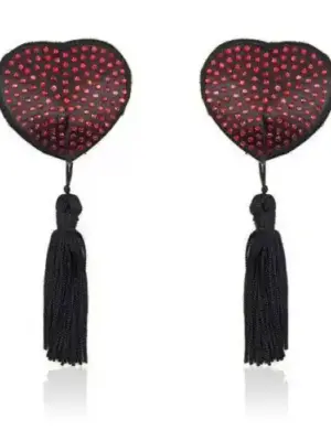Bielizna-Heart shine nipples tassels (rosso)