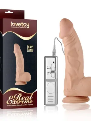 9"" Real Extreme Vibrating Dildo Flesh