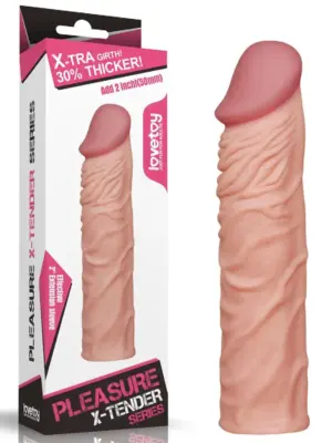 Penis Sleeve Add 2" Pleasure X Tender Flesh