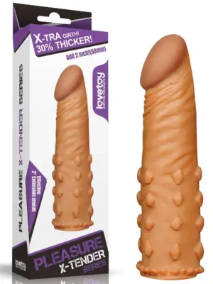 Add 2"" Pleasure X Tender Penis Sleeve Brown