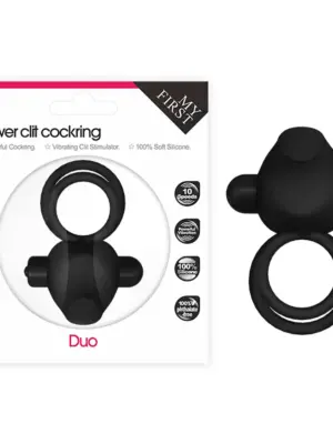 Power Clit Duo Silicone Cockring Black