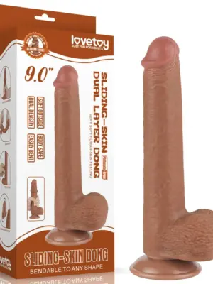 9'' Sliding Skin Dual Layer Dong Brown