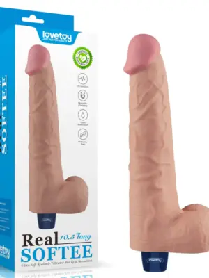 10.5" REAL SOFTEE Rechargeable TPE Vibrating Dildo(Flesh)
