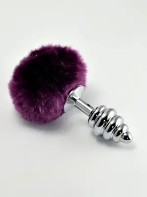 Spiral Pompon Metal Plug Purple