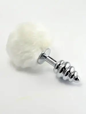 Spiral Pompon Metal Plug  White
