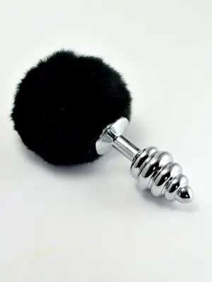 Spiral Pompon Metal Plug Black