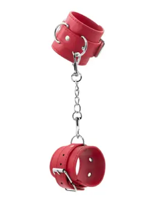 BONDAGE LOVE LEATHER HANDCUFFS CRUSHIOUS RED