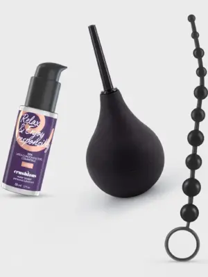 CRUSHIOUS ANAL THRILL ANAL DOUCHE 90ML WITH ANAL LUBRICANT 50ML AND 10 BEAD ANAL CHAIN