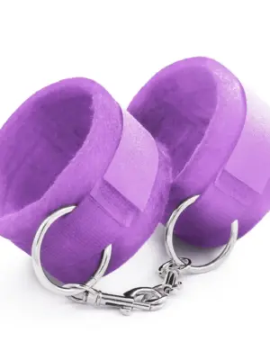 TOUGH LOVE VELCRO HANDCUFFS WITH EXTRA 40CM CHAIN CRUSHIOUS PURPLE
