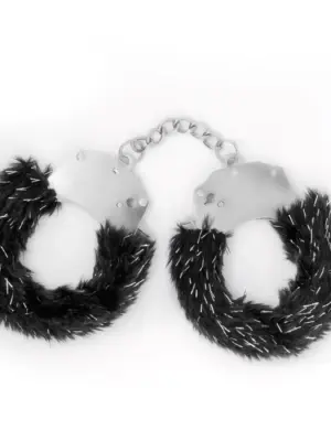 CRUSHIOUS SPANGLE METAL CUFFS WITH PLUSH BLACK