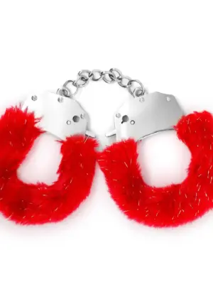 CRUSHIOUS SPANGLE METAL CUFFS WITH PLUSH RED