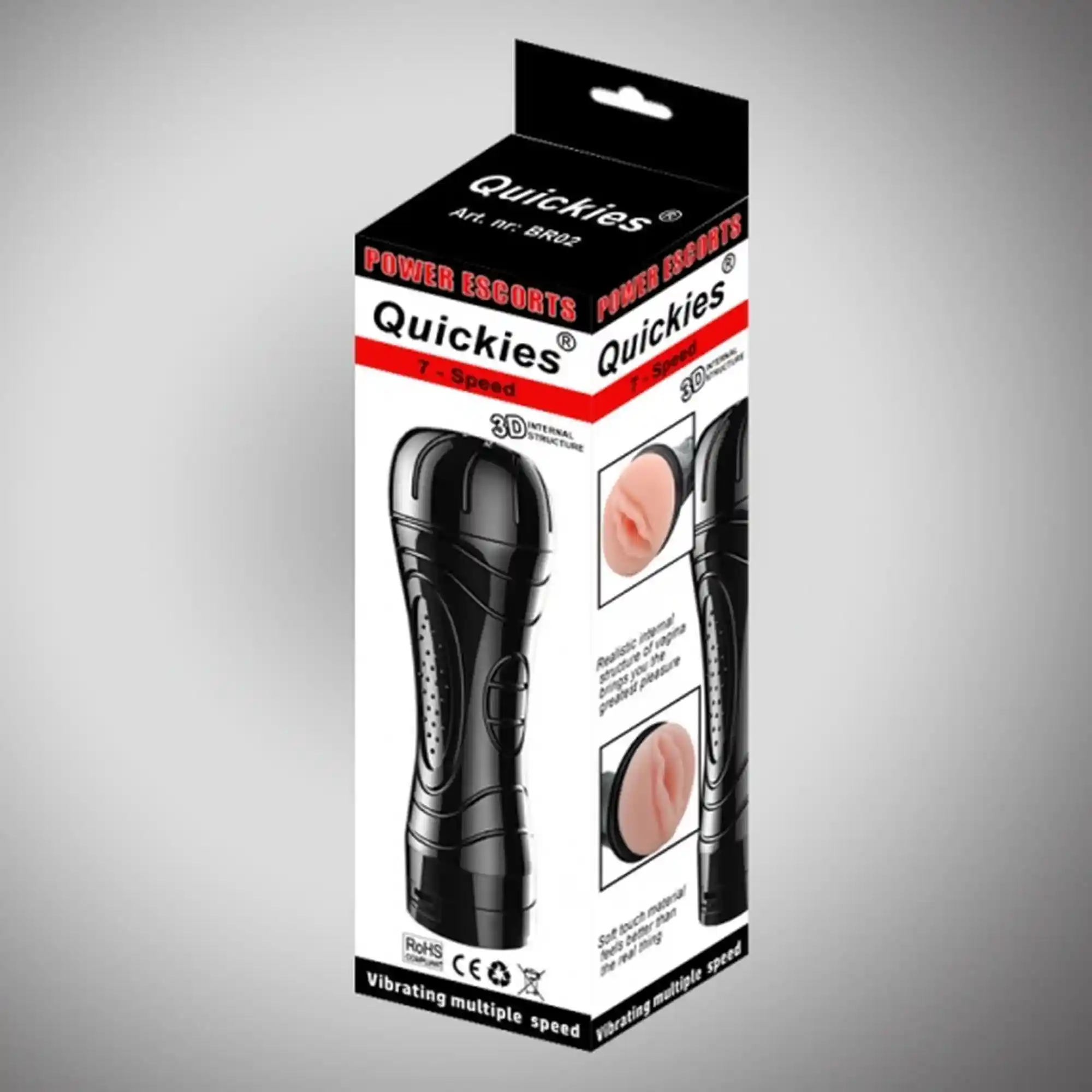 Quickies black vibrating masturbator - obrazek 3