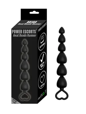 Plug-Power Escorts - Anal Beads Runner - Silicone-Black