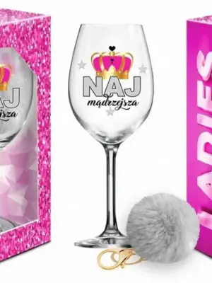 LADIES TIME - kieliszek do wina Signoria 700ml + pompon  - Najmądrzejsza