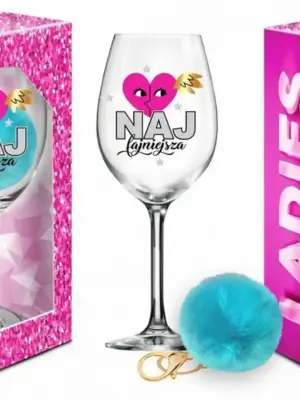 LADIES TIME - kieliszek do wina Signoria 700ml + pompon  - Najfajniejsza