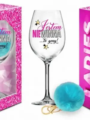 LADIES TIME - kieliszek do wina Signoria 700ml + pompon - Jestem niewinna