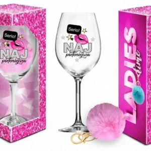 LADIES TIME - kieliszek do wina Signoria 700ml + pompon  - Najpiękniejsza