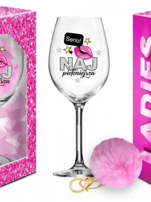LADIES TIME - kieliszek do wina Signoria 700ml + pompon  - Najpiękniejsza