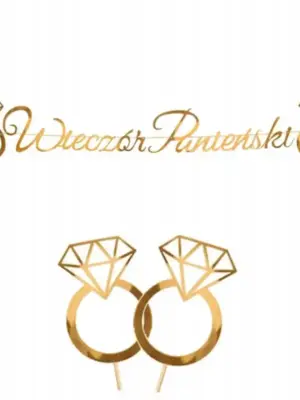 Zestaw złotych papierowych dekoracji na Wieczór Panieński