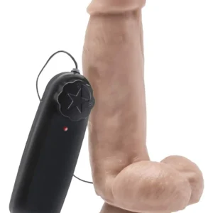 Dildo 6in. with Balls Vibrator Light skin tone