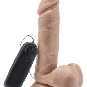 Dildo 7in. with Balls Vibrator Light skin tone