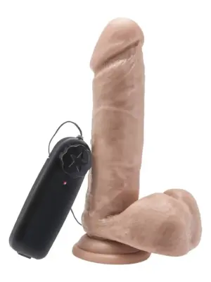 Dildo 7in. with Balls Vibrator Light skin tone
