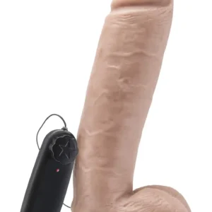 Dildo 10 in. w/ Balls Vibrator Light skin tone