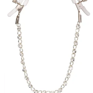 Crystal Chain Nipple Clamps Silver