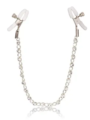 Crystal Chain Nipple Clamps Silver