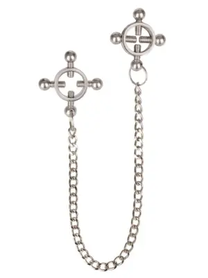 4 Point Nipple Press w Chain Black