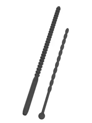 Ribbed Penis Dilator Set 2 pcs Black