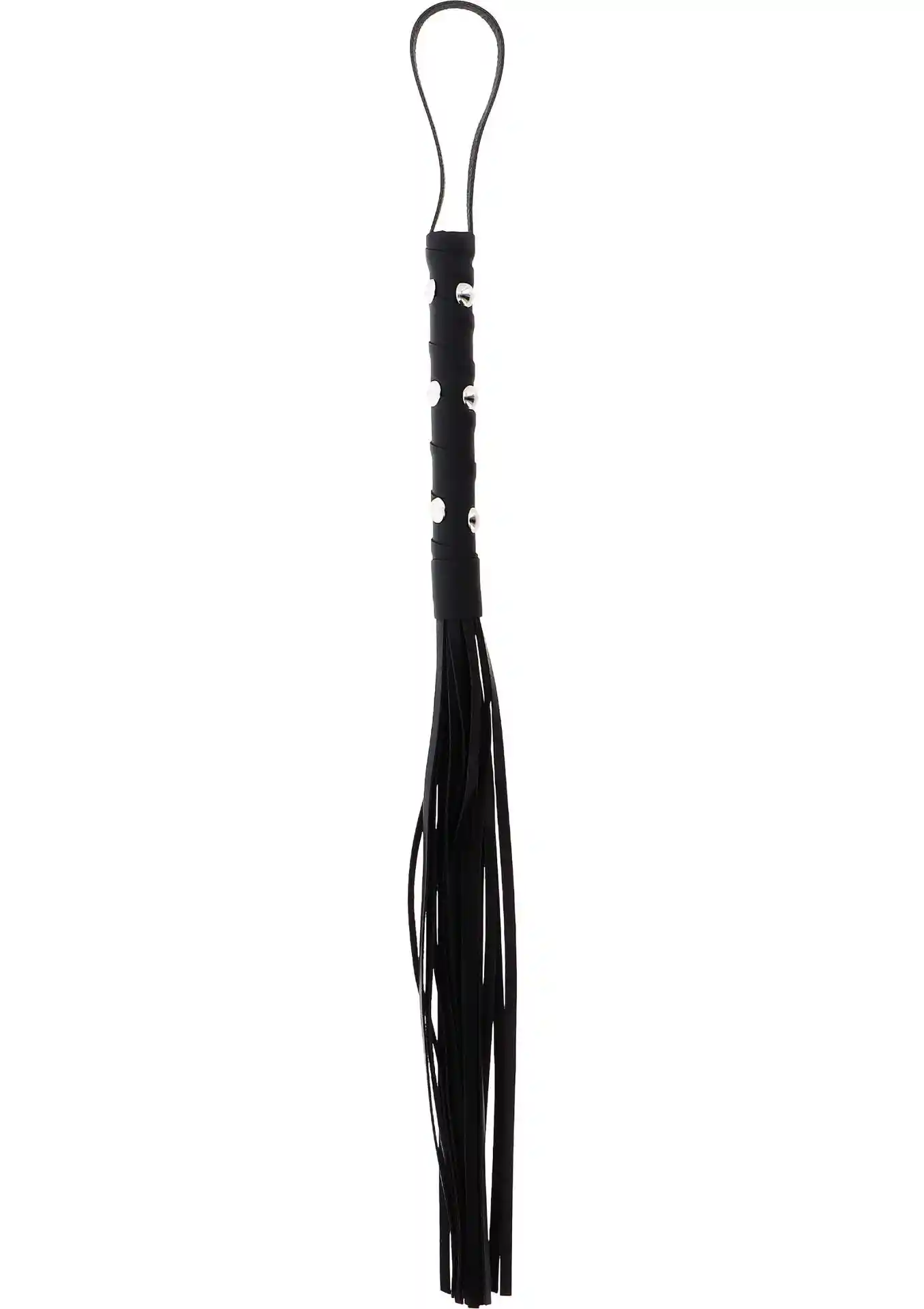 Short Studded Flogger Whip Black - obrazek 2
