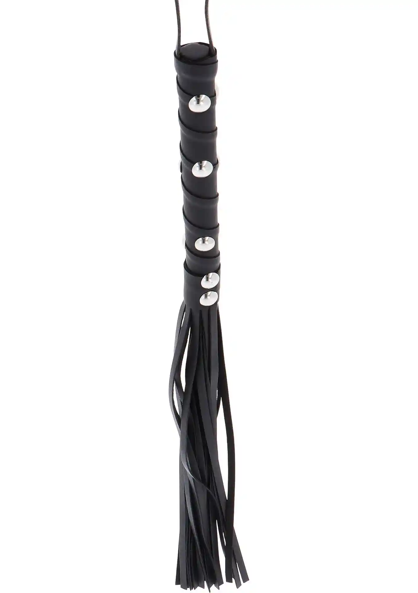 Short Studded Flogger Whip Black - obrazek 3