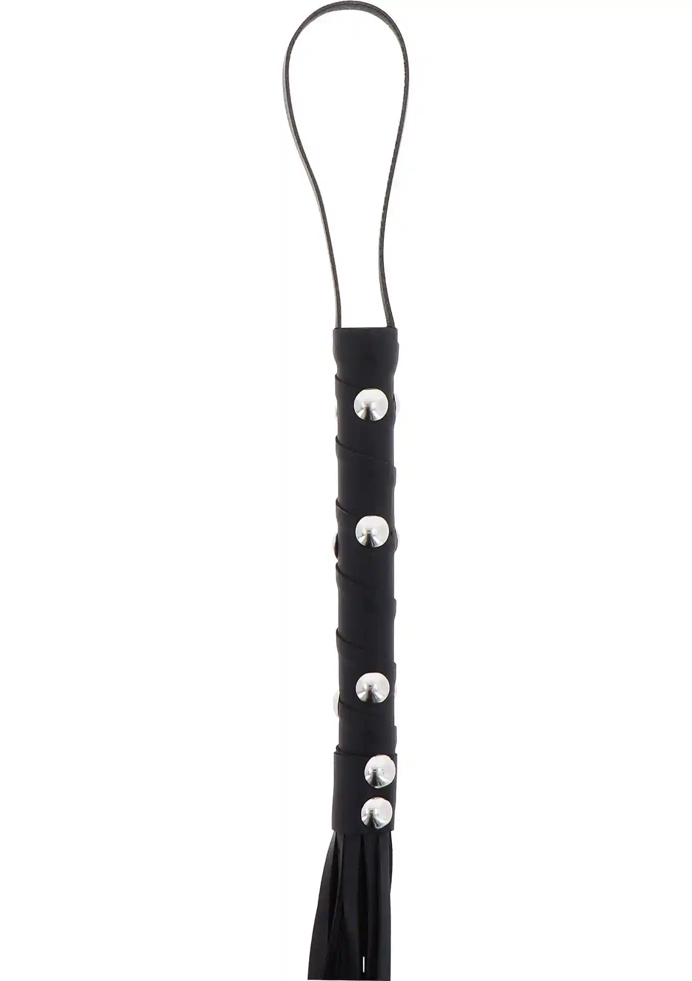 Short Studded Flogger Whip Black - obrazek 4