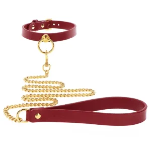 O-Ring Collar and Chain Leash Red