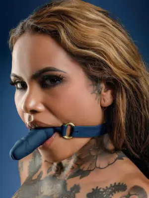 Silicone Penis Ball Gag Blue