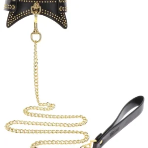 Studded Collar and Leash Black