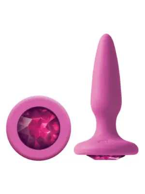 Korek Analny Silikonowy z Klejnotem Rainbow Gem Pink