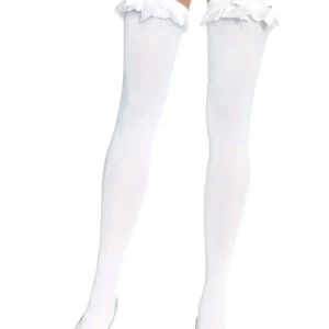 Opaque Thigh Highs With Bow White