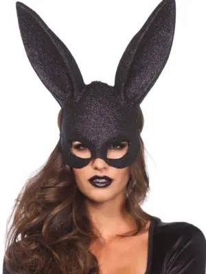 Glitter Masquerade Rabbit Mask Black