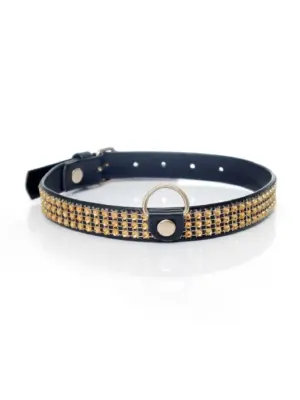 Fetish B - Series Collar with crystals 2 cm gold